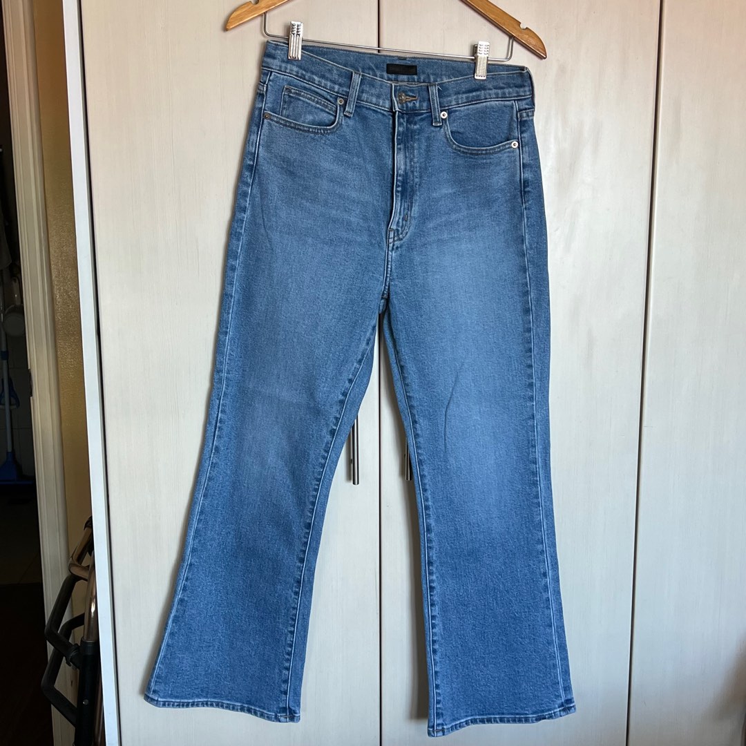 uniqlo flared denim jeans on Carousell
