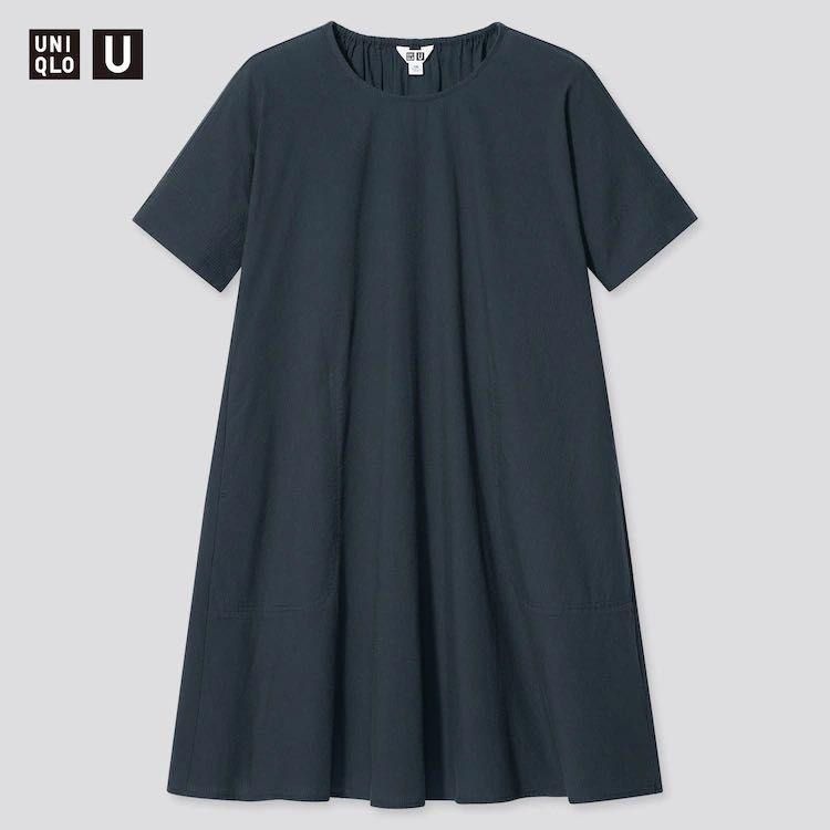 GIRLS UNIQLO U SEERSUCKER SHORT SLEEVE DRESS