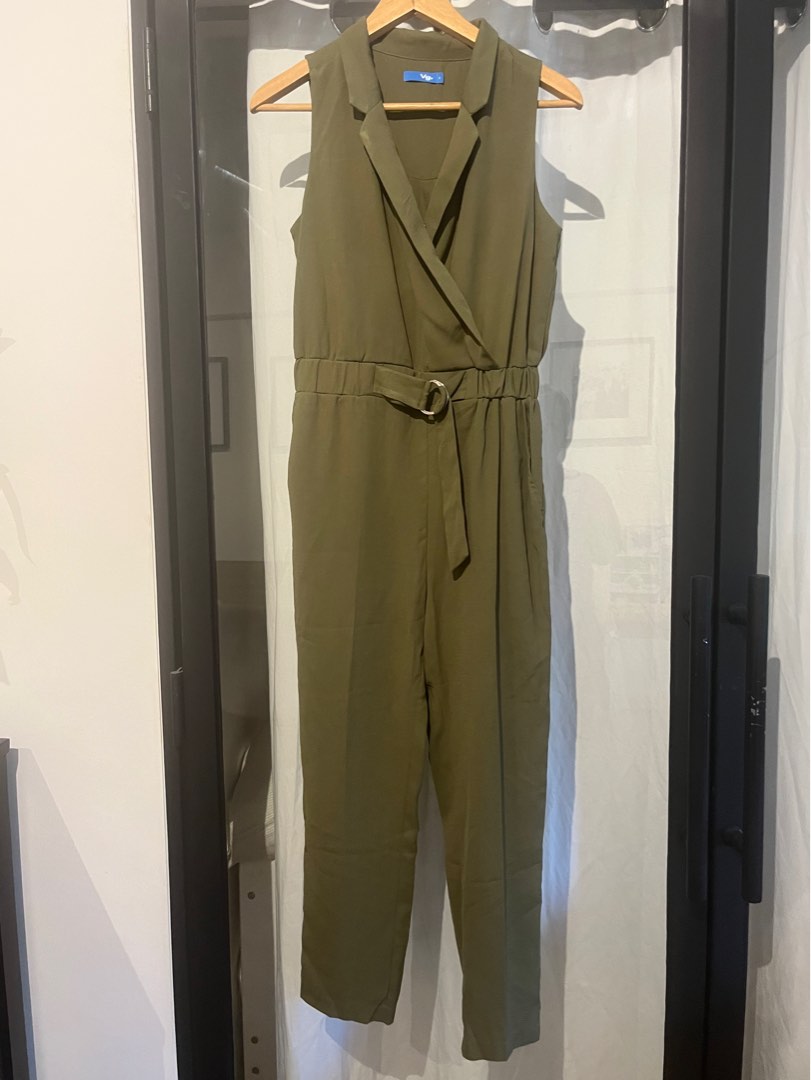 Valleygirl army green jumpsuit, Women's Fashion, Dresses & Sets, Jumpsuits on Carousell