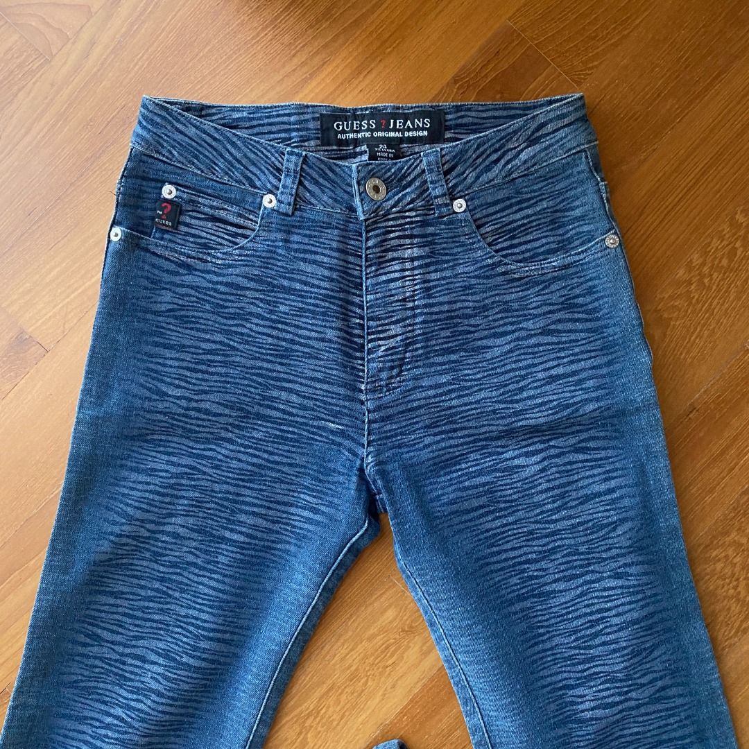 SALE Vintage 1990s Guess Tiger Striped Bootleg Flare Denim Jeans Women s Fashion Bottoms Jeans Leggings on Carousell