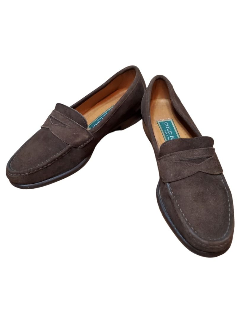 Vintage Cole Haan Mens Penny Loafer Size 6 M Brown Suede Leather Made in Italy Carousell