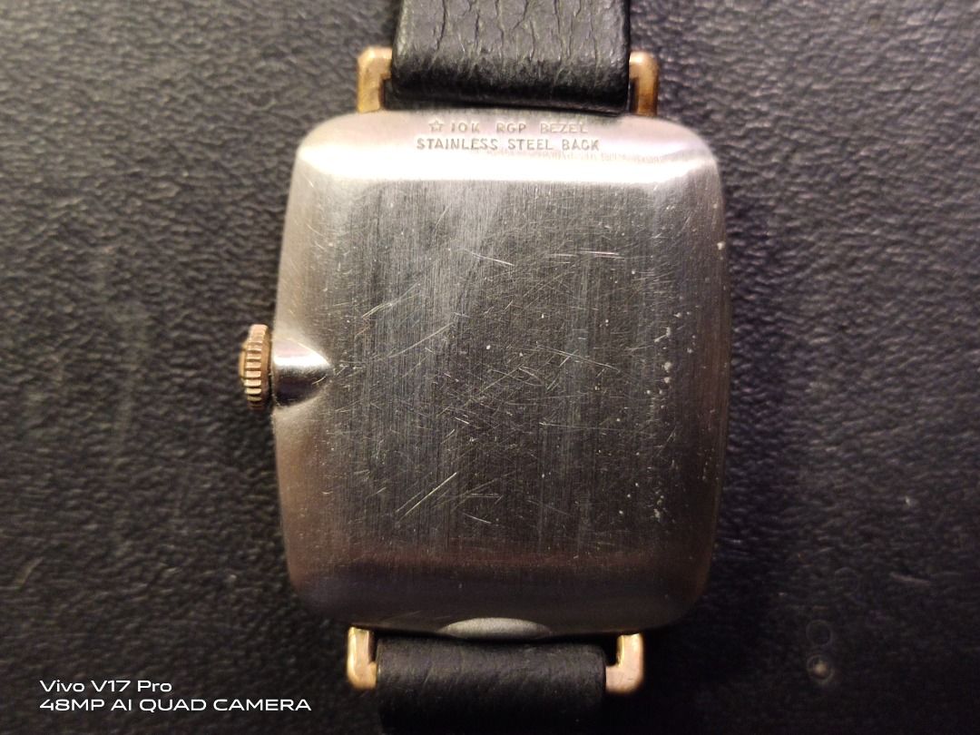 Wittnauer 10k rgp bezel top stainless back