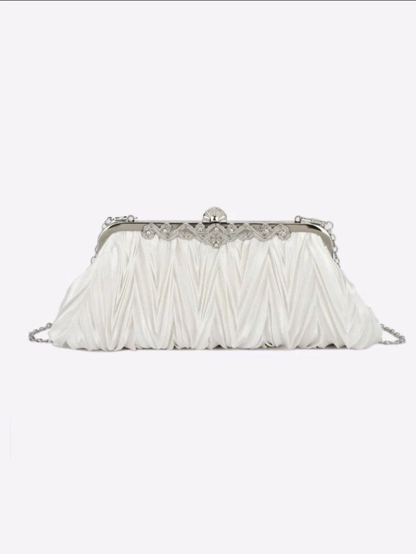 White satin clutch top
