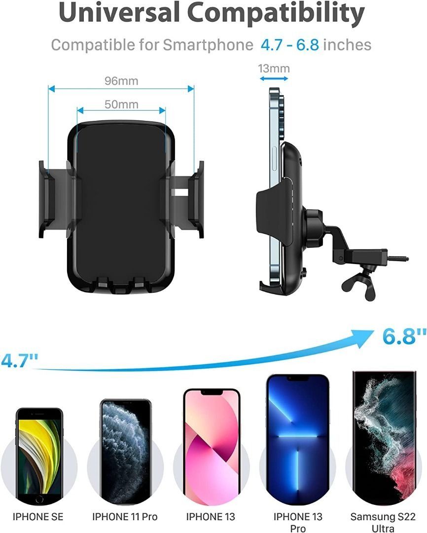 Buy YOSH Car Phone Holder Air Vent, 2024 Upgrade 360° Rotation Car Phone  with Adjustable Ultra-Stable Clamp iPhone Car Holder for iPhone 15 14 13 12  11 Pro max X Samsung S23