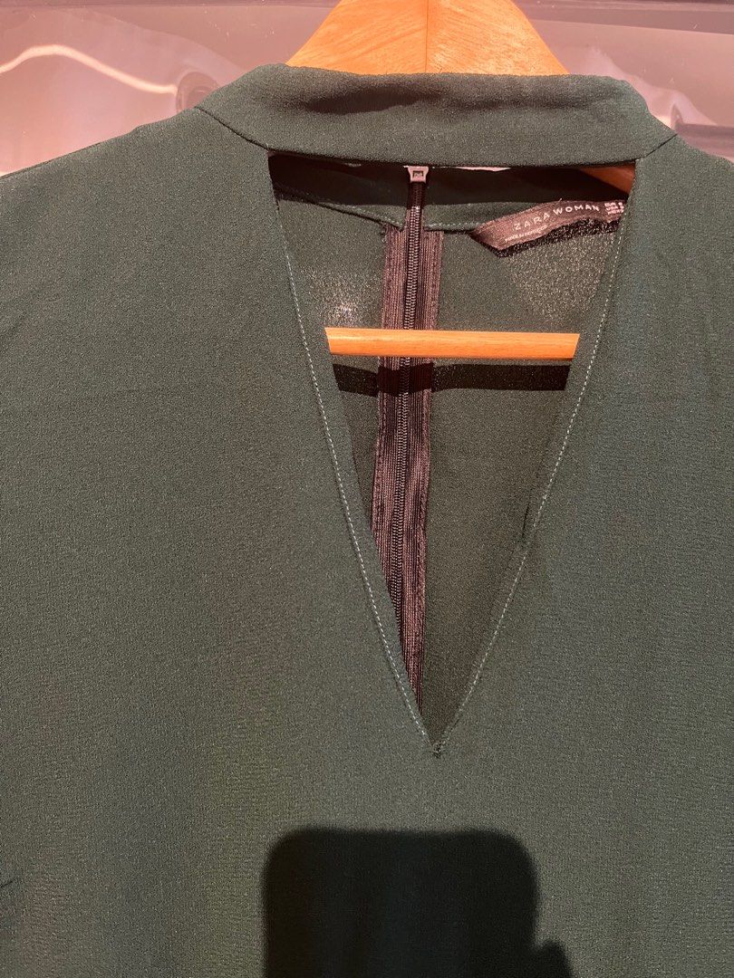 Zara dark hunter green choker shift dress, Women's Fashion, Dresses & Sets,  Dresses on Carousell