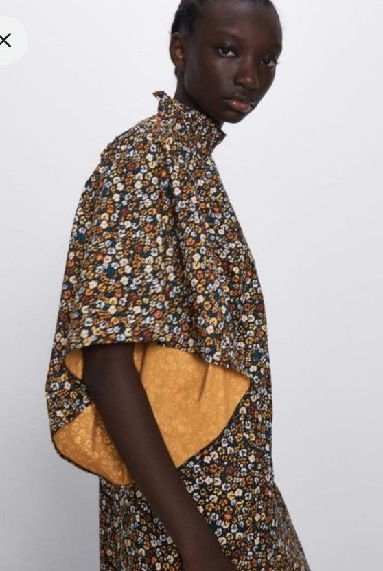 Zara ruffled floral print hot sale dress