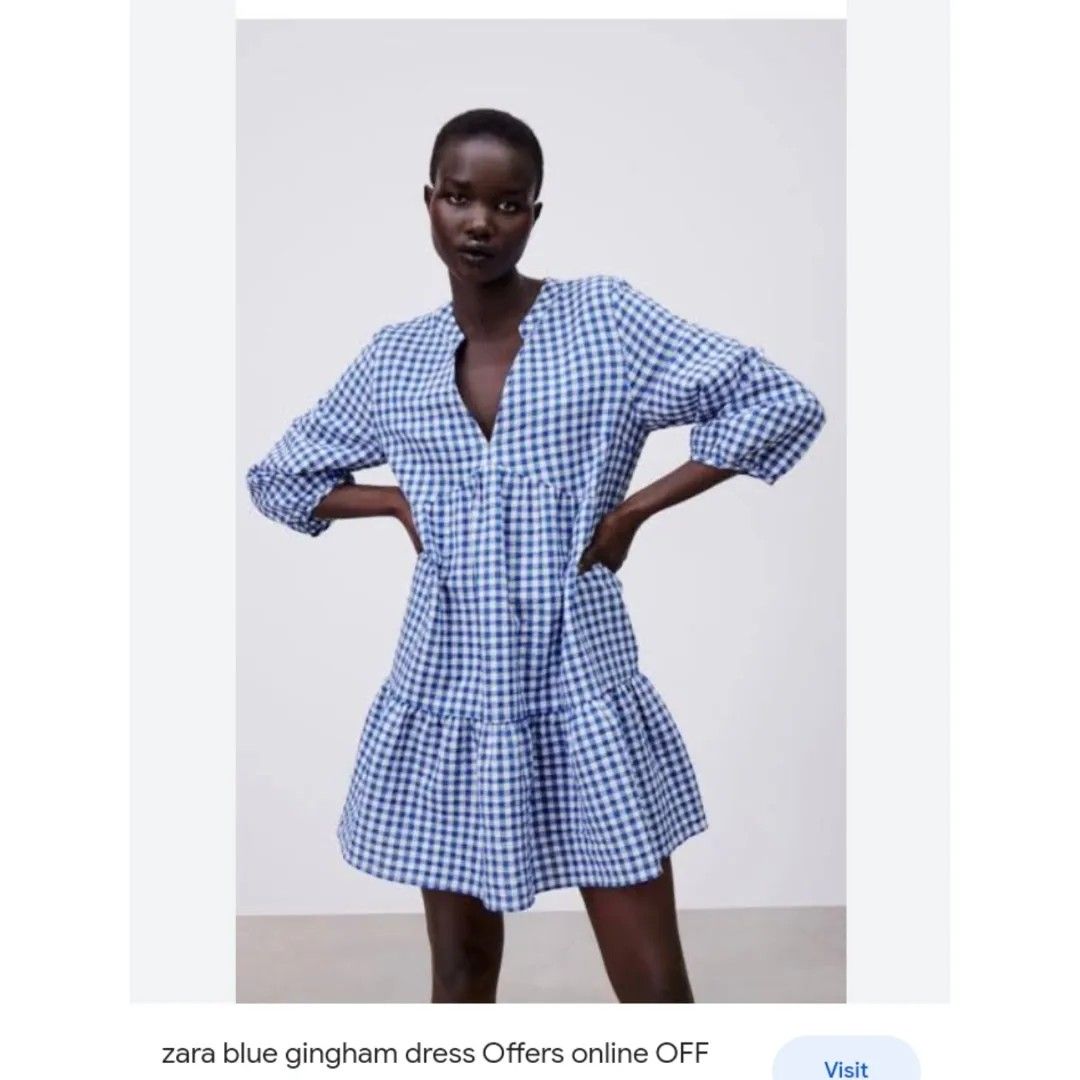 Zara blue gingham dress outlet