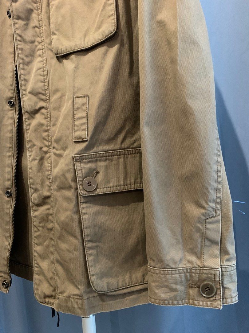 Parka Homme Zara Imperméable Gris Foncé Avec Capuche - Taille L - Occasion Excellent État