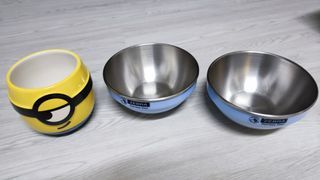 02 Stainless steel bowls and 01 Minion Cup