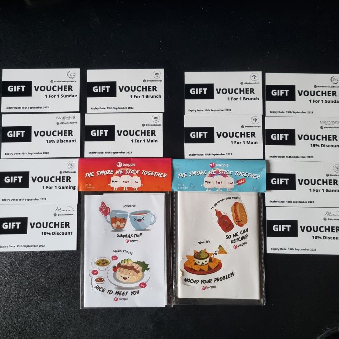 1 for 1 Restaurant Vouchers Pack + Limited Edition Sticker Set, Tickets