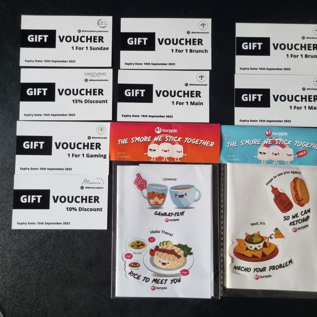 1 for 1 Restaurant Vouchers Pack + Limited Edition Sticker Set, Tickets