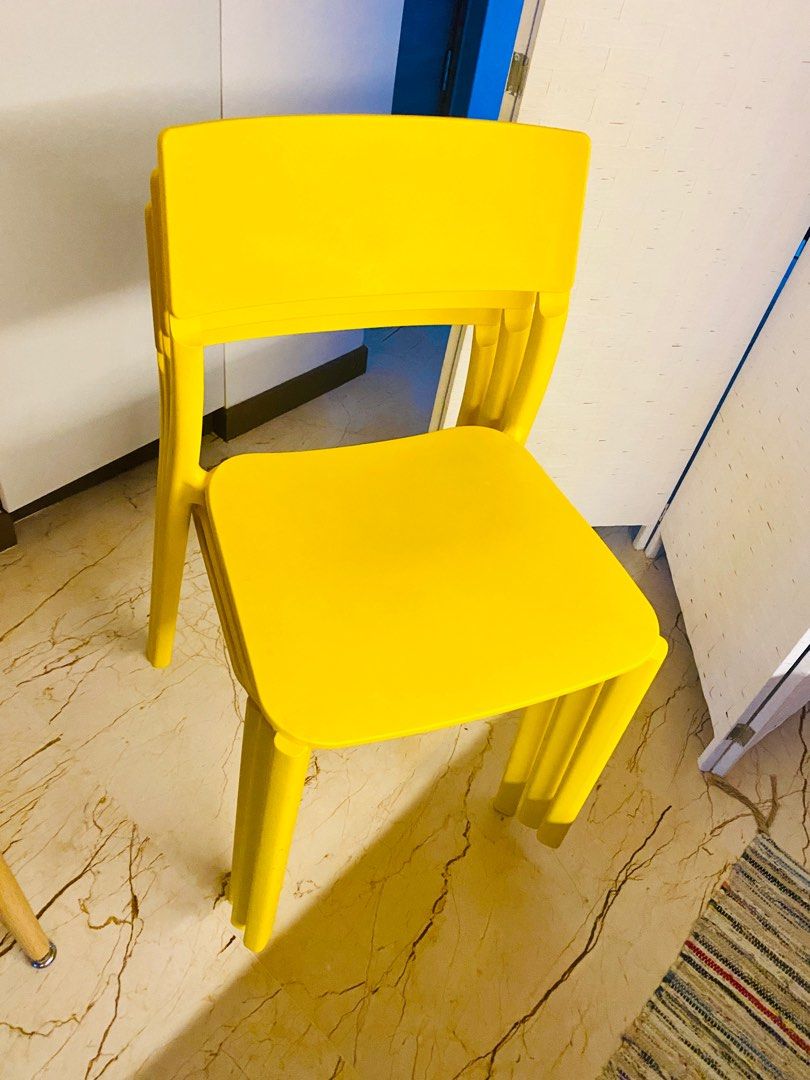 3 Yellow IKEA Plastic Chairs price drop