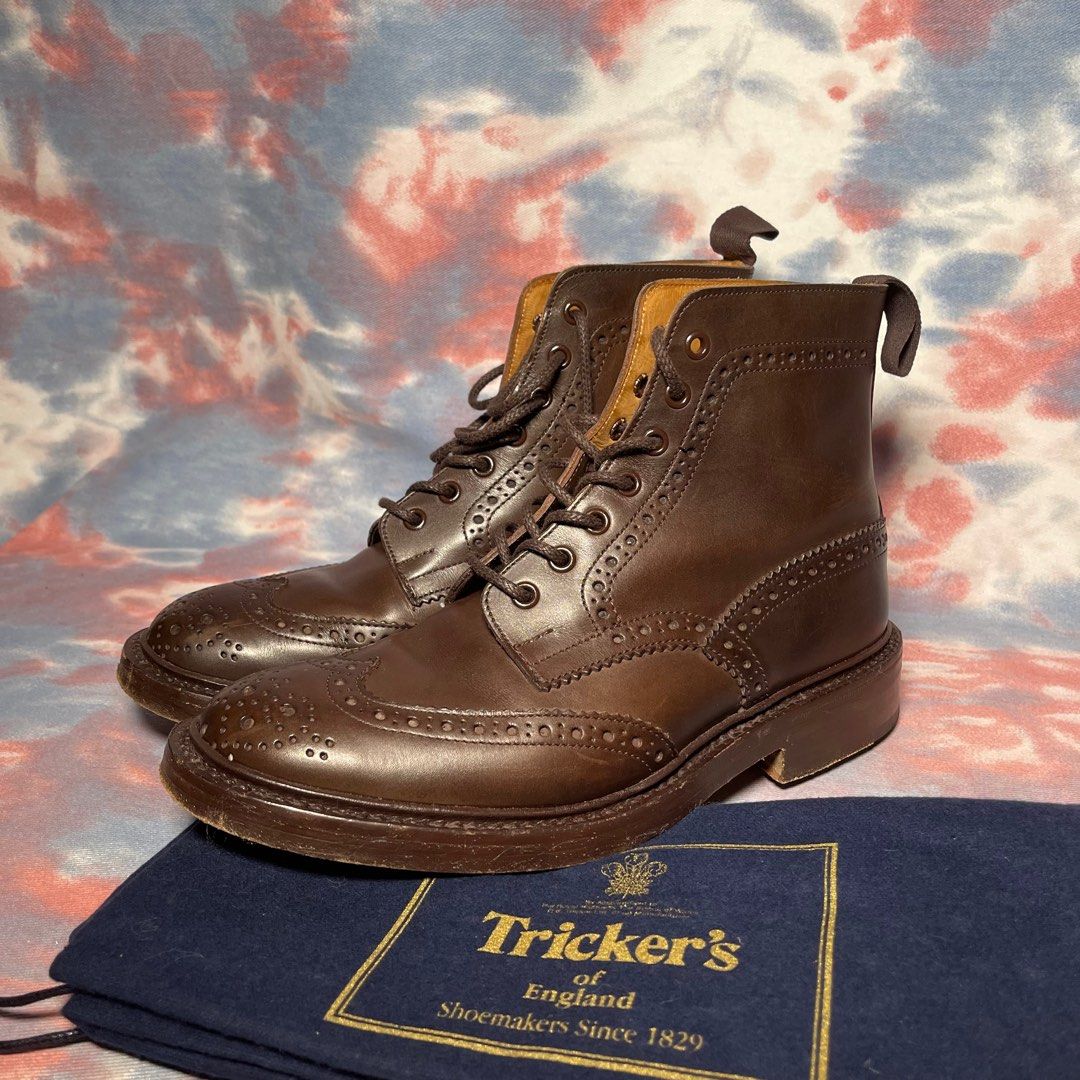95% Tricker's stow country boot ESPRESSO BURNISHED leather sole US