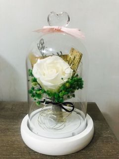 永生花盅-白薔薇花束