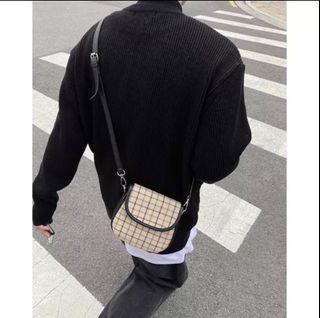 格子斜背包