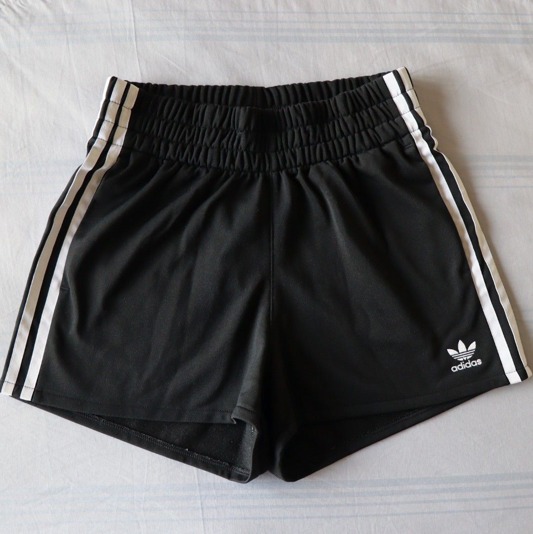 adidas Originals adicolor three stripe high waisted legging shorts in black