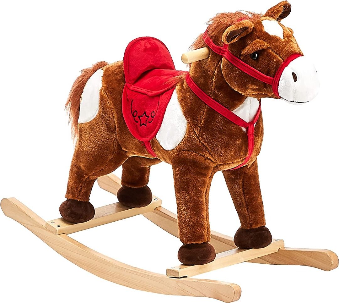 Animal Adventure Real Wood Ride On Plush Rocker Chestnut Horse Perfect for Ages 3 28 x 12 x 22 rocking horse