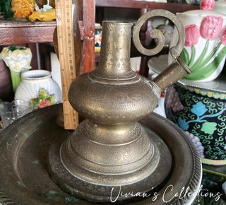 Antique Brass Hand Engraved Heavy Mughal Hookah Pot (SALE!)