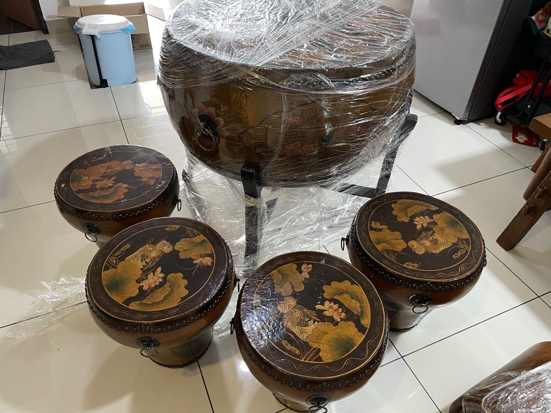 Antique drum table and chairs set, Furniture & Home Living, Furniture