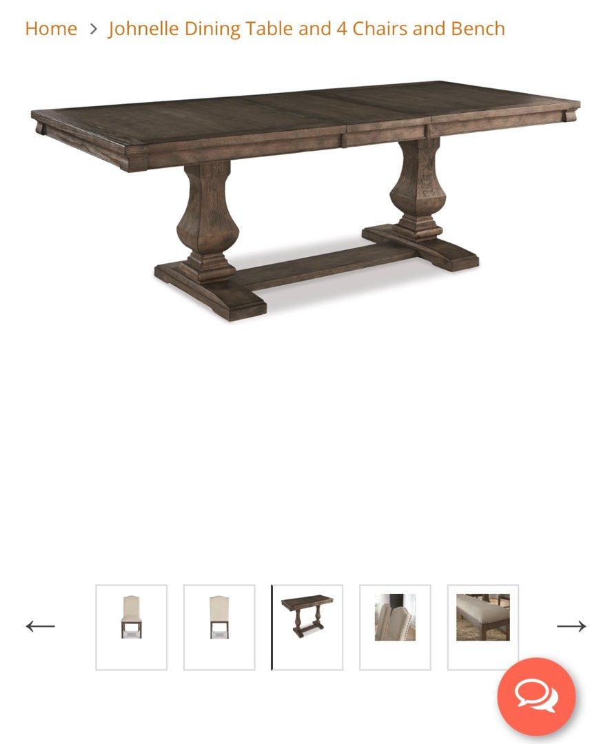 Johnelle dining table and 4 chairs and bench on sale