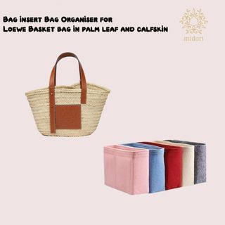 Bag Insert Bag Organiser for Lowwe Basket bag in palm leaf and calfskin