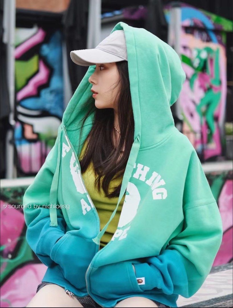 Girl in cheap bape hoodie