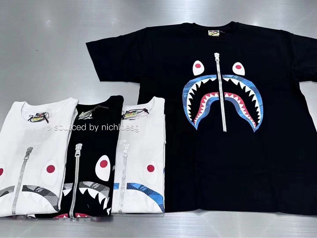 Bape blue camo shark tee outlet