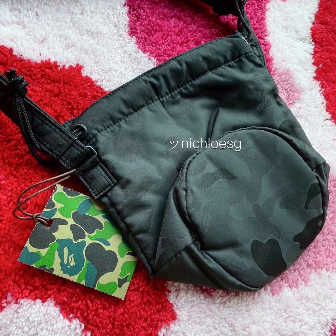BAPE X PORTER SOLID CAMO DRAWSTRING BAG, Luxury, Bags