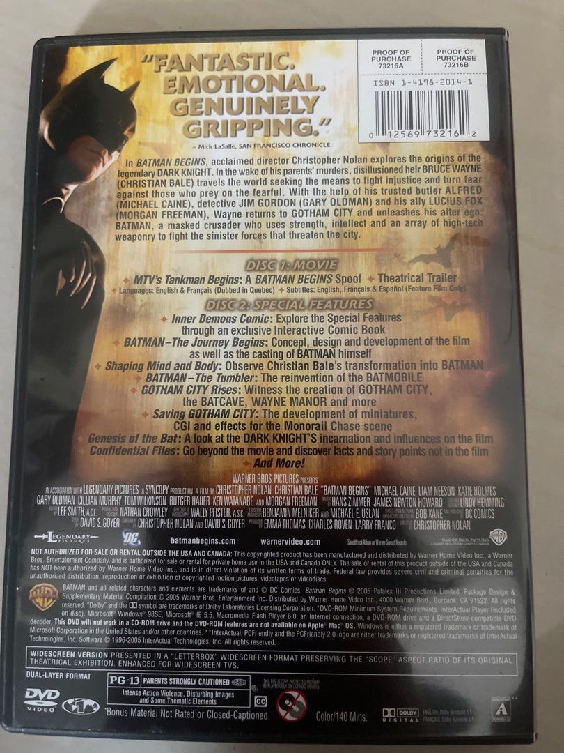 Batman begins 2 disc deluxe edition, Hobbies & Toys, Music & Media, CDs ...