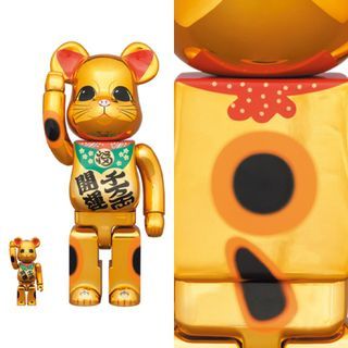 Bearbrick Manekineko Gold Lucky Cat 400%+100%