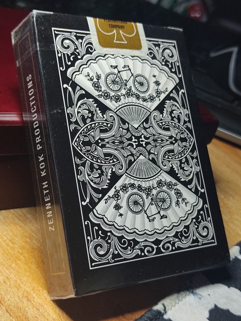 Bicycle New Fan Back Playing Cards (Black) (Category: Board Games & Puzzles) located in Las Pinas. Submitted by kensei777 (Listing ID 1232983323, Image 2). Description: Bicycle New Fan Back Playing Cards (Black) by Zenneth Kok Limited print of 5000 but only 4000 were sold while the remaining stock were reserved for Zenneth's personal use. Condition: Unopened, Mint Note: Actual, unedited pictures shown. The only one in my collection. CoD not avail