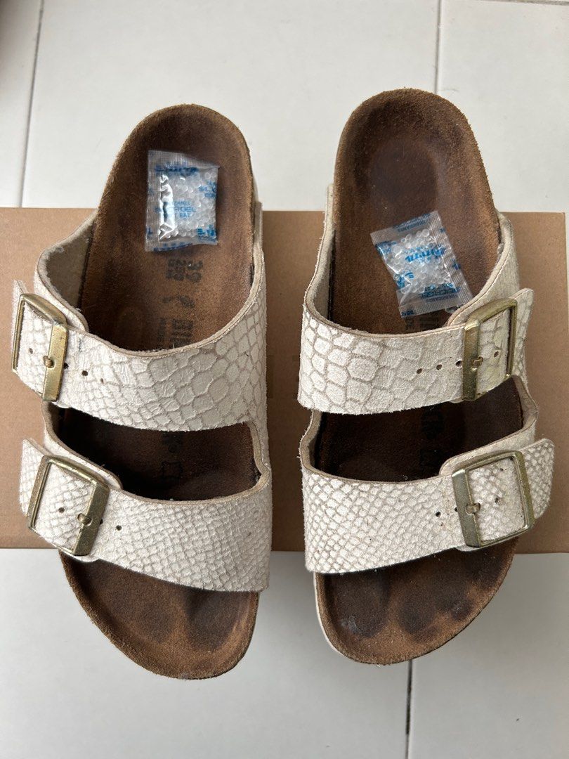 Birkenstock shiny snake white clearance