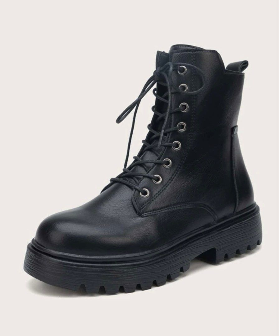 black combat boots
