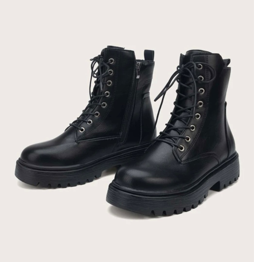 Cute black combat new arrivals boots