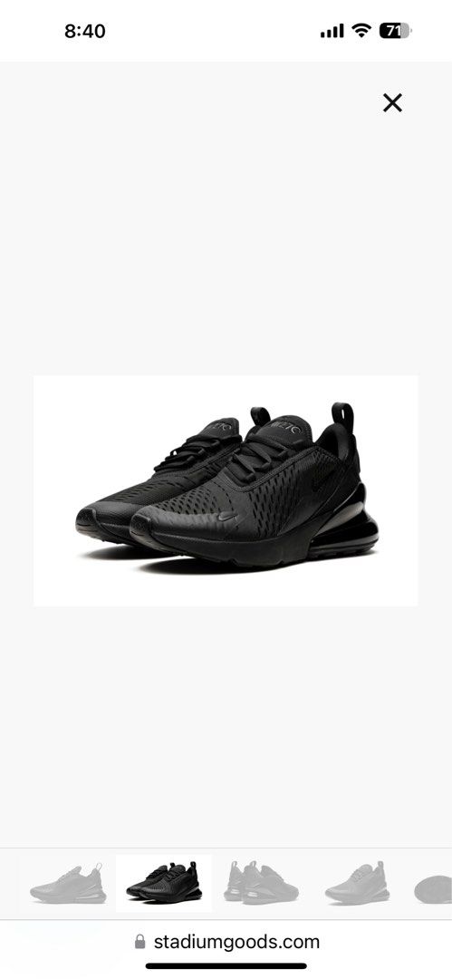 BNIB Nike Air Max 270 Black Black youth running shoes Babies