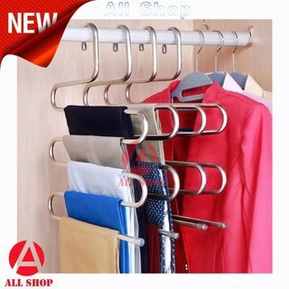 [Buy 1 Get 1] Stainless Steel Multifunctional S Shape Clothes Hanger 5 Layer Pants Hanger Towel Hanger