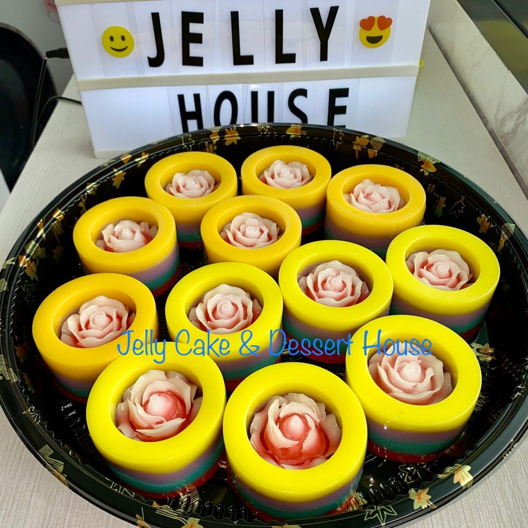 Carnation rose flower jelly agar agar bites pieces, Food & Drinks