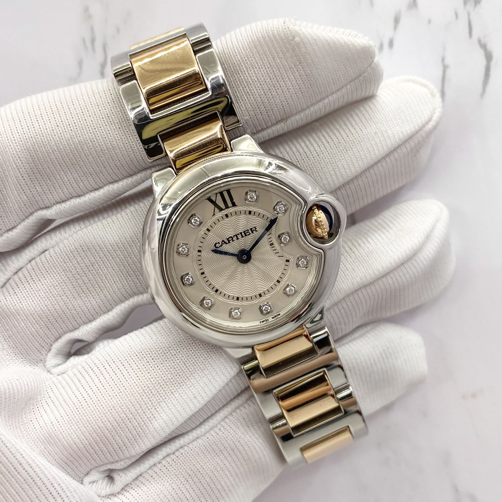 CARTIER 3009 SM WE902030 BALLON BLEU 11P DIAMOND QUARTZ LADIES