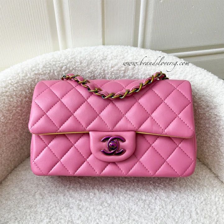 pink chanel mini rectangular flap