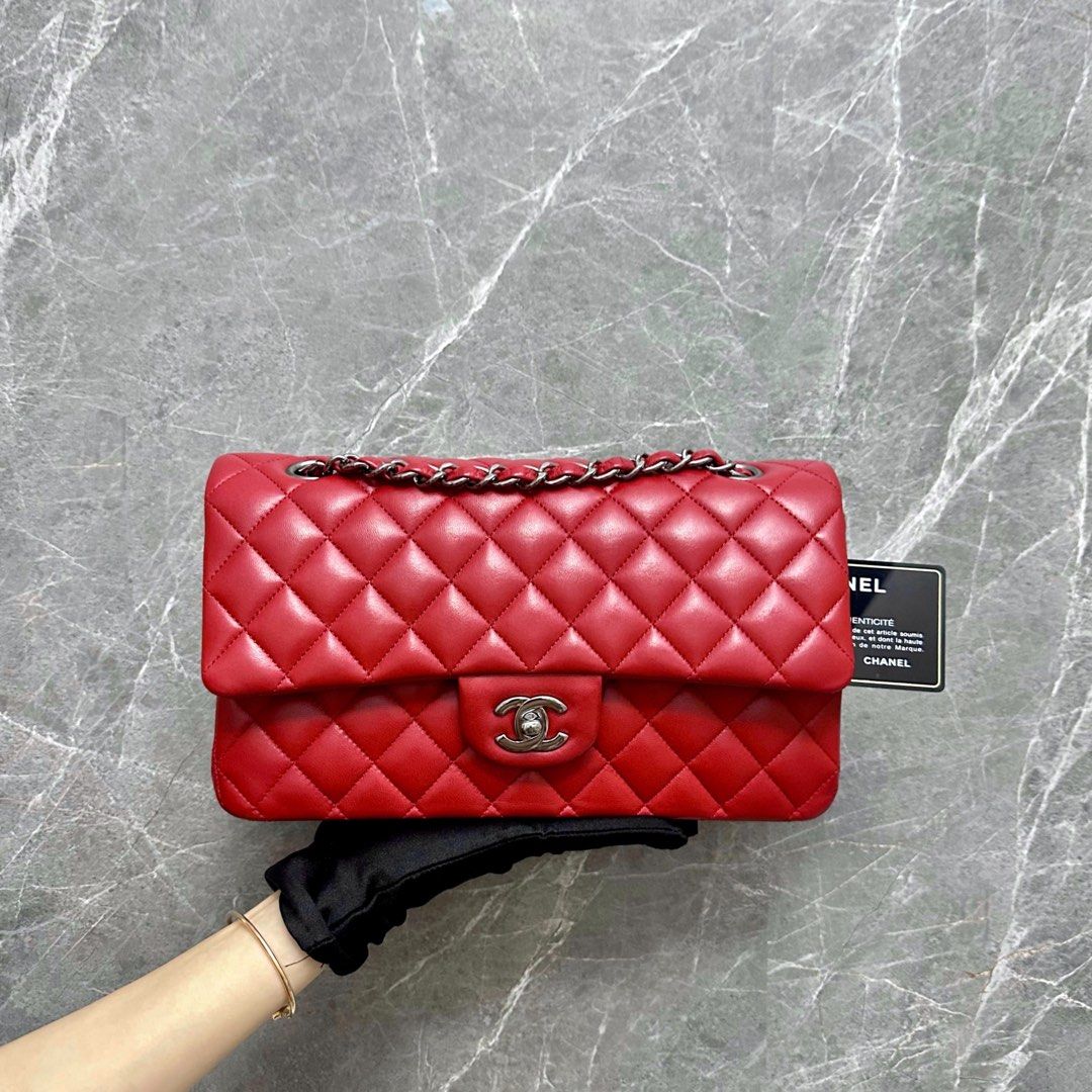 Chanel Medium Classic Flap Double Flap Red SHW No 20, Luxury, Bags