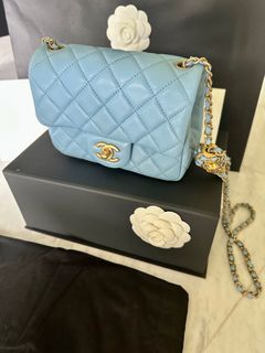 Affordable chanel mini square navy blue For Sale, Luxury