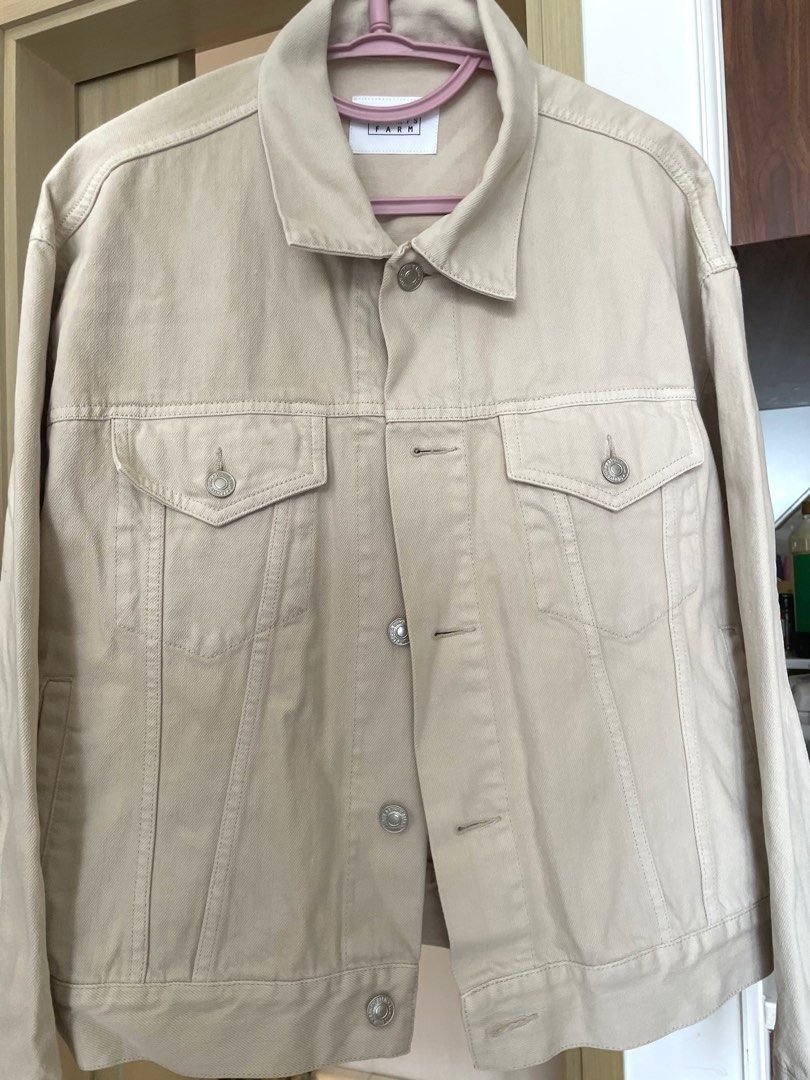 collectpoint米白色牛仔外套, 女裝, 外套及戶外衣服- Carousell