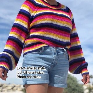 cute colorful striped retro knit sweater multicolor playful fun quirkey stripe rainbow-like aesthetic y2k 70s 80s pullover long sleeve shirt top outerwear