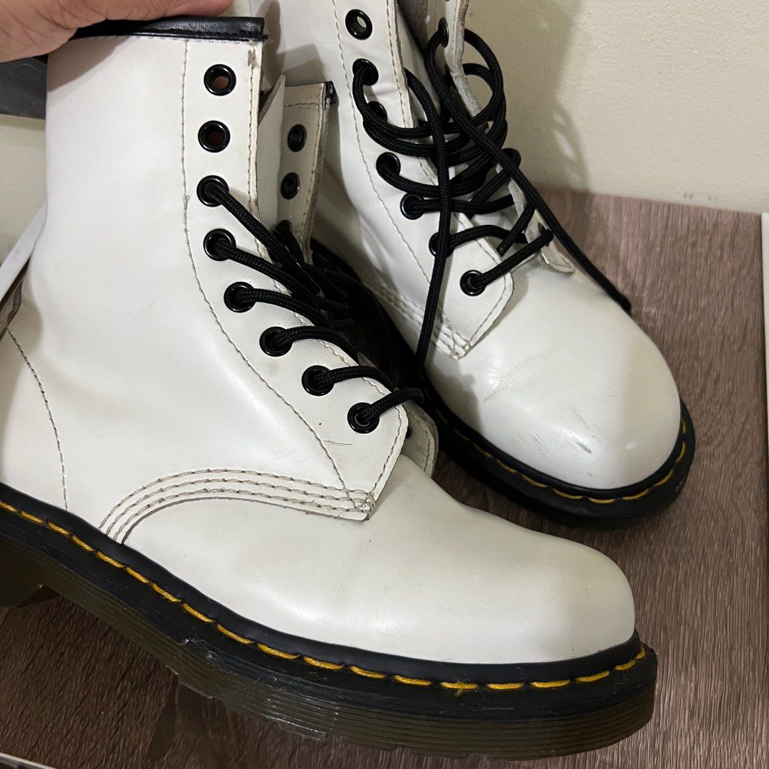 Doc Martens Dr. Martens DMs White Leather Lace Up Boots 1460