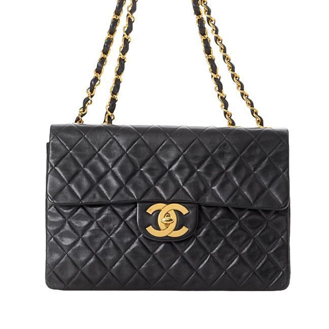 Fast Sale, Preloved, Chanel Vintage Maxi Black Lambskin Shw 34cm  Hologram #2, With dustbag, •Nett, •Exclude ongkir ❤