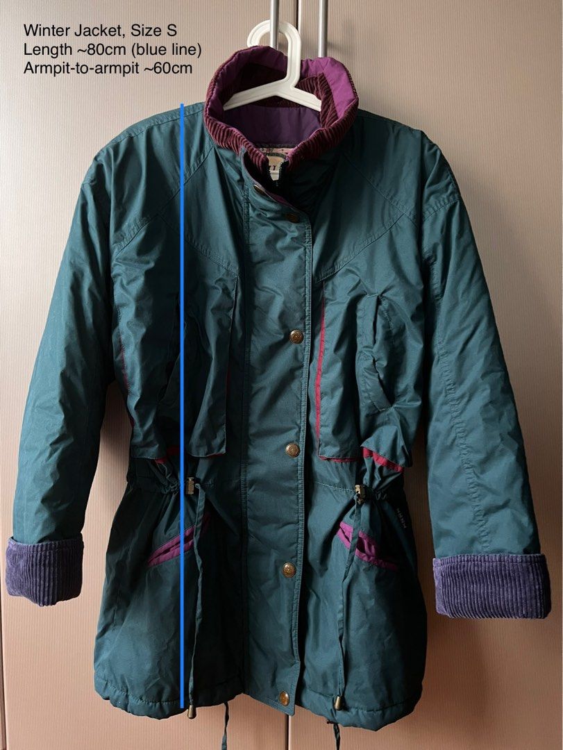 Purple top green jacket