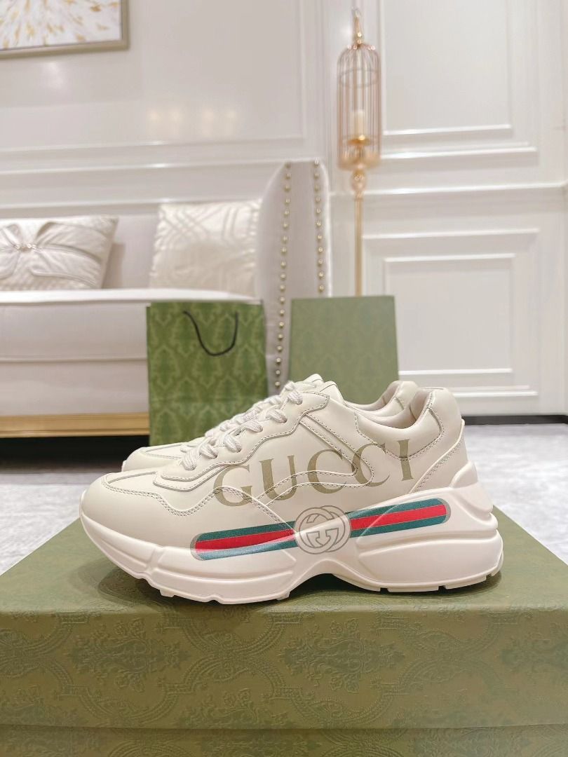 GUCCI Rhyton Vintage Logo Daddy Shoes Ivory White