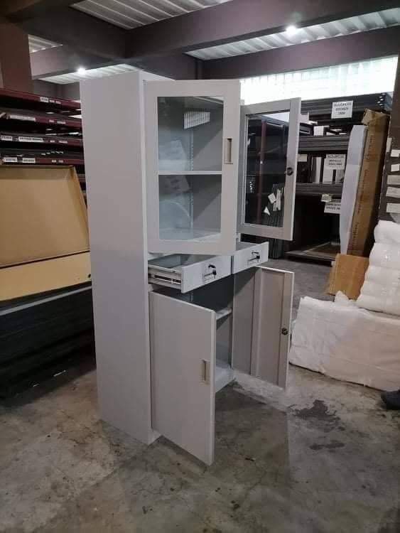 Half Glass/Half Door with drawer Cabinet (Category: Shelves, Cabinets & Racks) located in Manila. Submitted by shelvesanddisplay (Listing ID 1232903401, Image 3). Description: Half Glass/Half Door with drawer Cabinet Size: 1850mm height x 900mm width x 400mm depth Color: Light Gray Gauge 20 Shelves and Display Enterprises 1449 Pres. Quirino Ave. Paco Manila beside A Taste of Italy Landline 85625004 or 72156272 Cp# 09177268814 or 091772697.
