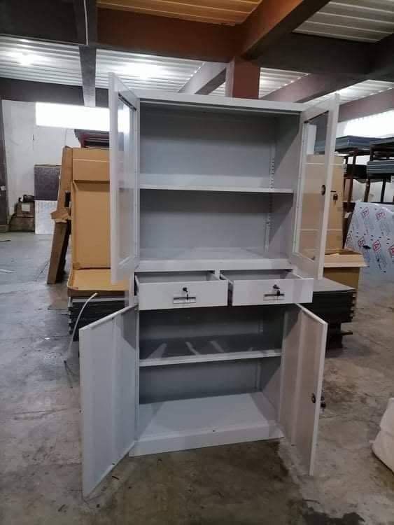 Half Glass/Half Door with drawer Cabinet (Category: Shelves, Cabinets & Racks) located in Manila. Submitted by shelvesanddisplay (Listing ID 1232903401, Image 2). Description: Half Glass/Half Door with drawer Cabinet Size: 1850mm height x 900mm width x 400mm depth Color: Light Gray Gauge 20 Shelves and Display Enterprises 1449 Pres. Quirino Ave. Paco Manila beside A Taste of Italy Landline 85625004 or 72156272 Cp# 09177268814 or 091772697.