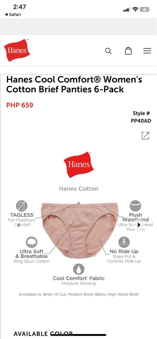 Hanes cotton panty (6m/m/m), Women's Fashion, Undergarments & Loungewear on  Carousell